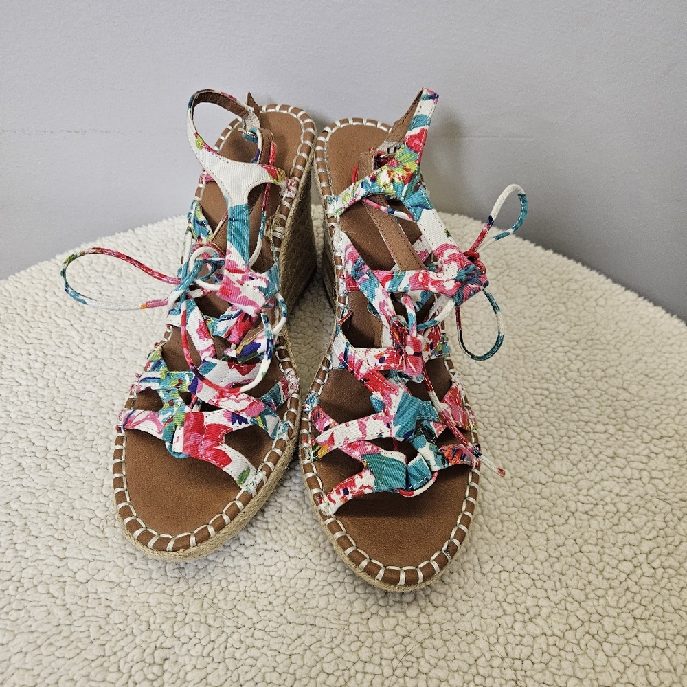 Sugar Colorful Strappy Wedge Sandals Size 8.5 - Picture 6 of 16